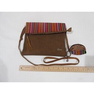 Peru Handbag,Coin Purse & Keychain Lot Leather & Tapestry New Crossbody Colorful